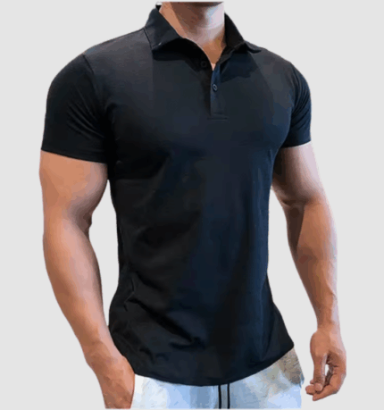 Polo 100% coton noir, haute qualité